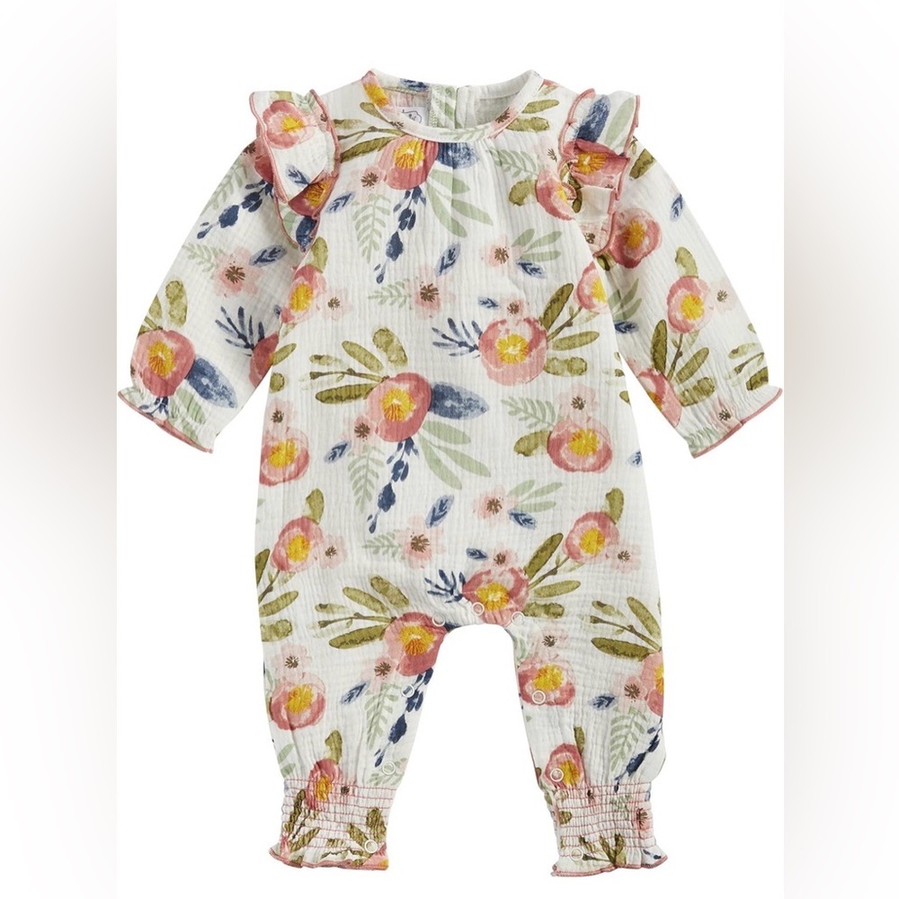Mud Pie Floral Kids Bodysuit - Pink, Yellow, Green